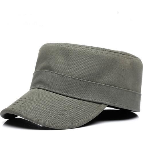 Back full closed hard top military cap adult cotton fitted baseball hat big head man plus size flat army caps 56cm 58cm 60cm
