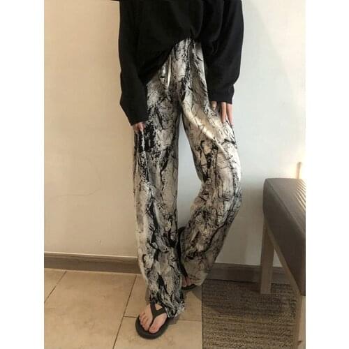 Summer Women Tie Dye Wide Leg Pant 2021 Harajuku Fashion Streetwear Pants High Waist Casual Straight Trousers Female Slacks