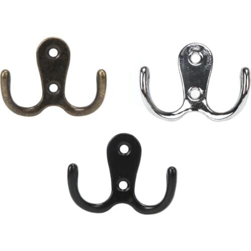 10pcs Zinc alloy Bathroom Dual Robe Hook Hanging Clothing Coat Hat Towel Hanger Wall-Mount With Screws