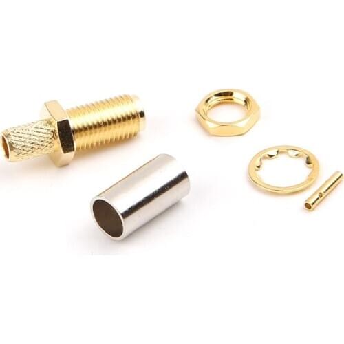 10pcs SMA Female Nut Bulkhead Crimp RF Connector For RG58 RG142 LMR195 RG400