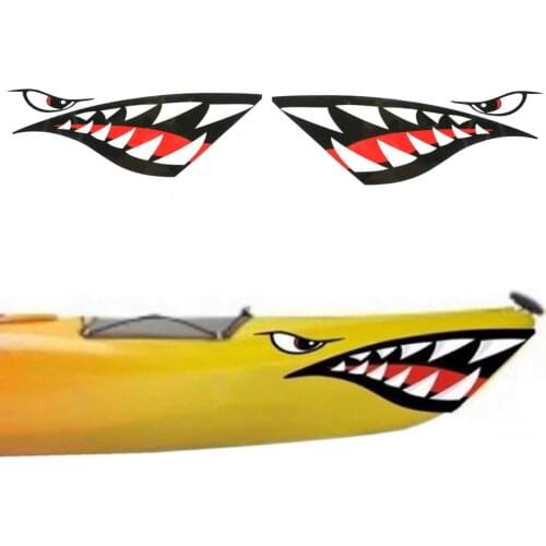 2PC Kayak Sticker Waterproof Shark Teeth Mouth Stickers Decal Canoe Dinghy Marine Boat Car Truck