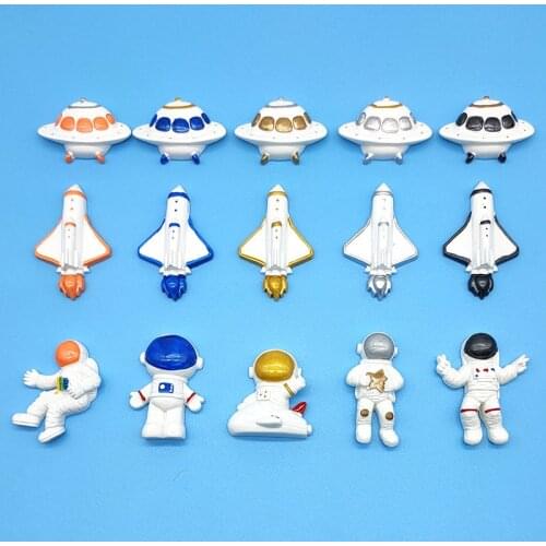20pcs Cartoon Resin Astronauts Spaceships UFO Figurines DIY Crafts Arts Phone Shell Patch Decor Office Desk Ornaments Miniatures