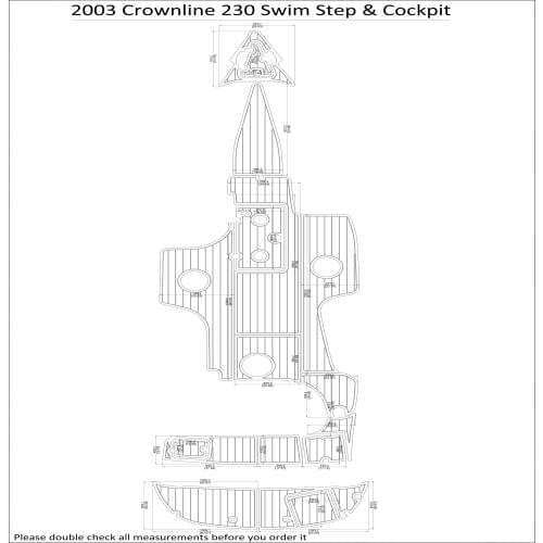 2003 Crownline 230 Swim Step & Cockpit Pad Boat EVA Teak Decking 1/4" 6mm
