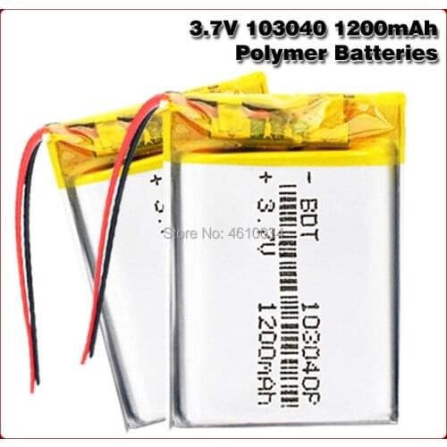 3.7V 1200mAh 103040 Polymer lithium ion / Li-ion battery for MP3 player navigator Speaker Power bank DVD GPS VR DVR MP4 MP5