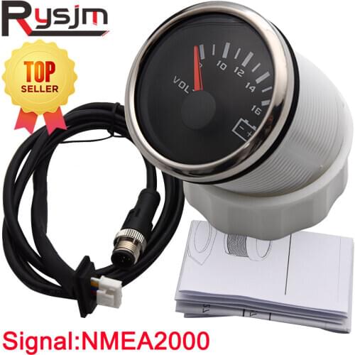 52mm Voltmeter NMEA2000 Indicator Marine Auto Waterproof Volt Meter Gauge 8-16V For Yacht Motorcycle Car Boat Red Backlight