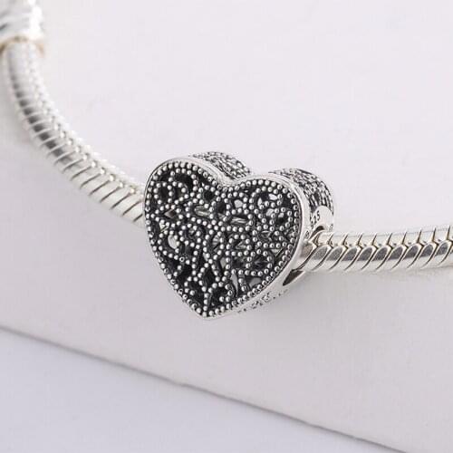 925 Sterling Silver Heart Openwork Pendant Beads Charms Fit Bracelet Necklace Jewelry Making Fashion Jewelry DIY Accessories