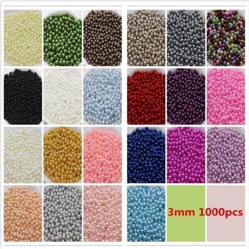 Free Shipping 3mm 1000pcs/lot Wholesale ABS Imitation pearls Beads Round Loose Beads