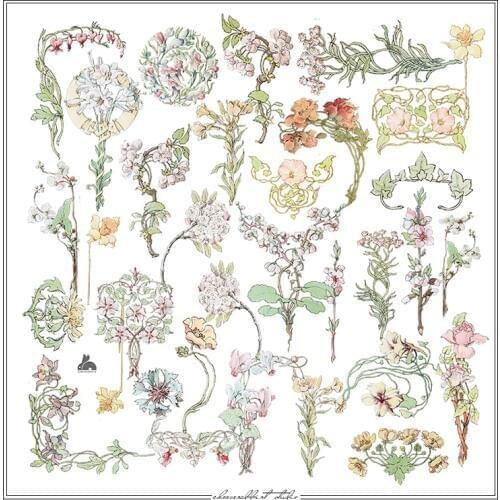 KSCRAFT Flowers Vellum Paper Stickers for Scrapbooking Planner Junk Bullet Journal Project Craft Supplies