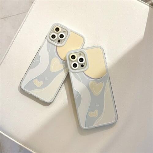 Retro sweet Love river abstract line art Phone Case For iPhone 11 12 Pro Max Xs Max XR XS 7 8 Plus X 7Plus case Cute Soft Cover