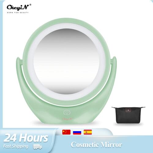 Led Light Cosmetic Mirror Switch Sensor Makeup Mirror Touch Dual-side 1X and 5X, 360 Rotary USB rechargeable Dresser Mirror