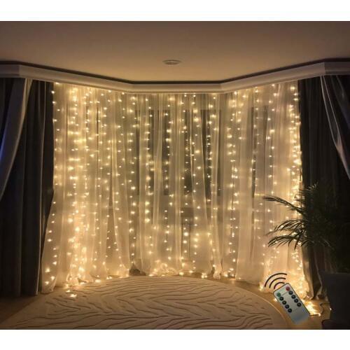 Remote Control 3* 3M 300LED indoor Home Xmas Decorative String Fairy Curtain Strip Garlands Party Lights For Wedding Decoration