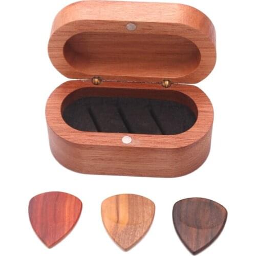 Guitar Picks Box Holder Collector with 3Pcs Wood Picks for Guitar Accessories & Parts Guitar Tool