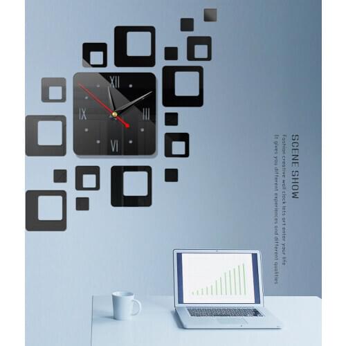 Home Decor Acrylic Modern DIY Wall Clock 3D Mirror Surface Sticker Home Office Decor Decorative Mirrors