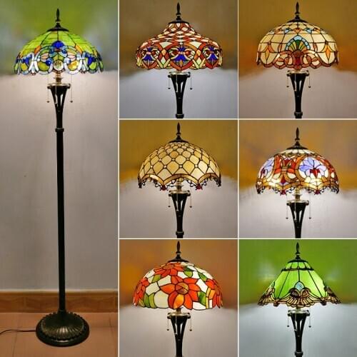 European Style Retro Garden Living Room Dining Room Bedroom Office Floor Lamp Bar Tiffany Stained Glass Glazed Lamp