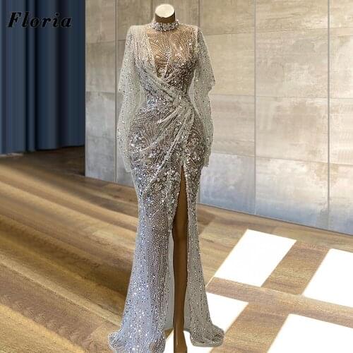 Illusion Party Dress Abendkleider 2021 Customized Long Sleeves Evening Gowns Celebrity Dress Vestidos Saudi Arabic Prom Dresses