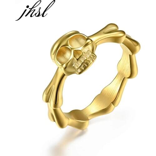 Unisex Punk Skull Rings for Men Women Design Stainless Steel Black Gold Silver Color Party Gift size 5 6 7 8 9 10 11 12