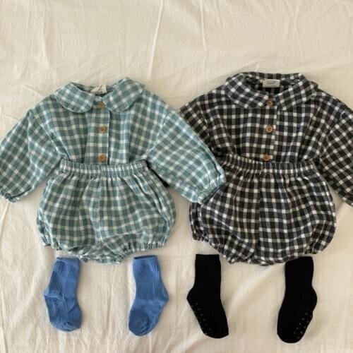 Baby Girls Clothing Sets Fashion Korean Plaid Long Sleeve Shirt Shorts 2pcs Toddler Boy Clothes Spring Summer Newborn Kids Suits