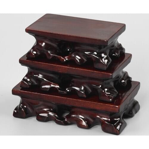 Square Oval Circle Solid Wood Tea Tray Stone Buddha Ornaments Vase Mahogany Bonsai Teapot Incense Burner Base