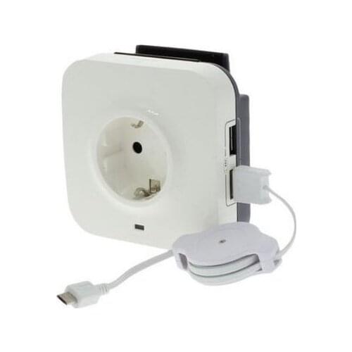 Legrand 694671 Protected socket - German standard - 2P+E + 2xUSB + phone - volt surge protector