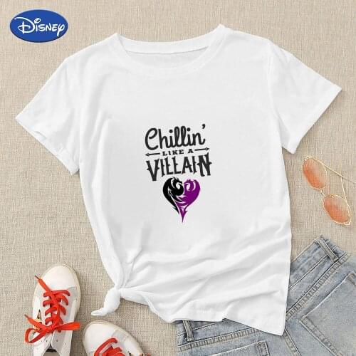 Disney White Tshirt Women Maleficent Chillin Like a Villain 2021 New Arrivals Fashion European Ropa Tumblr Mujer Dropshipping