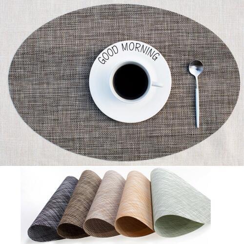 45*30cm Fashion Table Mat PVC Elliptical Non-Slip Placemat Heat Insulation Pads Kitchen Restaurant Bowl Plate Cup Pad FBE2