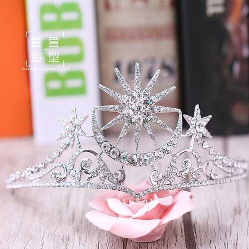 Fashion crystal star QUEEN CROWN Rhinestone tiara for brides wedding hair jewelry