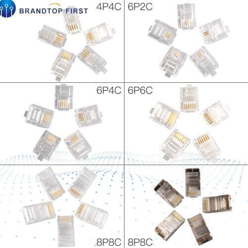 10Pcs 4P4C 6P2C 6P4C 6P6C 8P8C Telephone Internet Modular Plug Jack RJ9 RJ11 RJ45 Connector