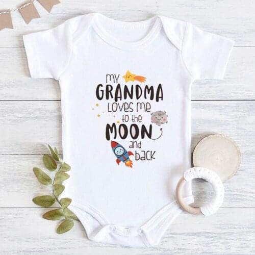 My Grandma Loves Me to the Moon and Back Bodysuits for Infants Casual Boys Girls Pregnancy Announcement Clothes for Newborns