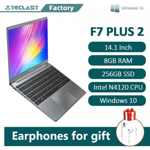 Teclast F7 Plus Laptop 14.1 Inch 12GB RAM 256GB SSD Notebook Intel N4100 CPU 1920×1080IPS Windows 10 OS Backlit Keyboard Laptops