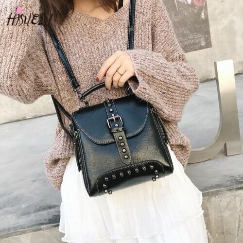 2021 New Retro Soft Women PU Leather Bag Rivet Messenger Bags Crossbody Fashion Designer Shoulder Bag Purses And Handbags Q3