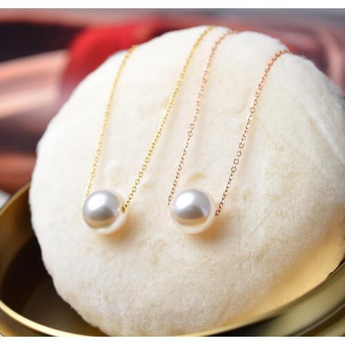 YUN RUO New Arrival Rose Gold Color Chic Elegant Pearl Pendant Necklace Woman Fashion Titanium Steel Jewelry Never Fade Hot Sell