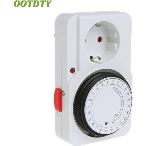 OOTDTY 24H Mechanical Electrical EU Plug Program Timer Power Switch Socket Energy Saver