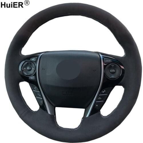 Hand Sewing Car Steering Wheel Cover Wrap Suede Cow Leather Volant For Honda Accord 9 2013-2016 2017 Crosstour 2013 2014 2015