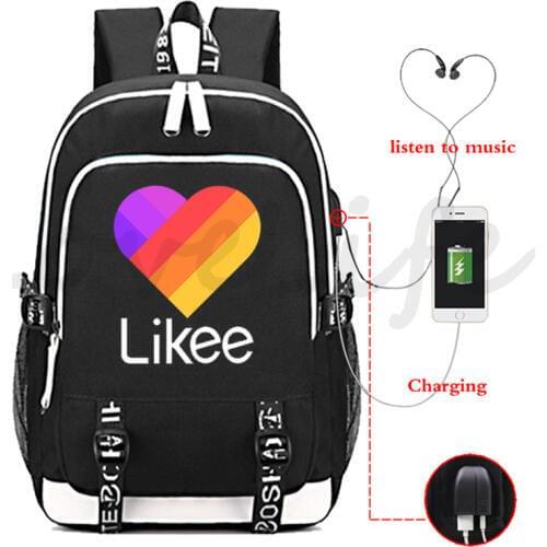 Likee USB Charging Travel backpack Likee Backpack Students back to School Bags Teenagers Boys Girls Likee Luminous Rucksack gift