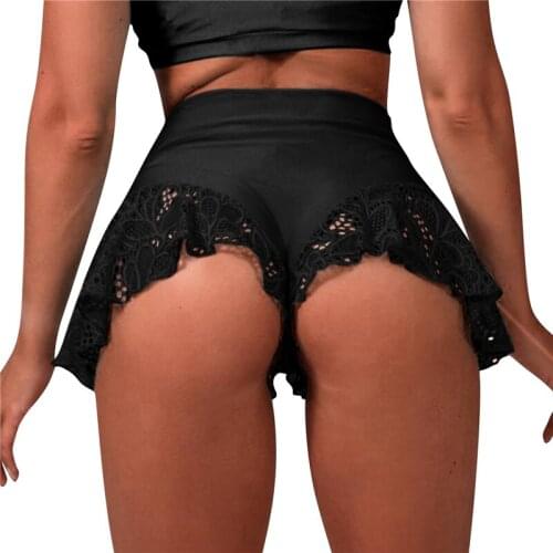 Sexy High Waist Shorts New Womens Lace Solid Color Ruffle Dance Shorts Shorts Mini Tight Bottom Summer Mature Clothes
