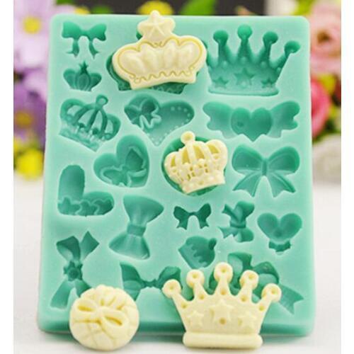 3D Various Crowns&Bows Shape Silicone Mold Fondant Mold Chocolate Sugar Lace Mold