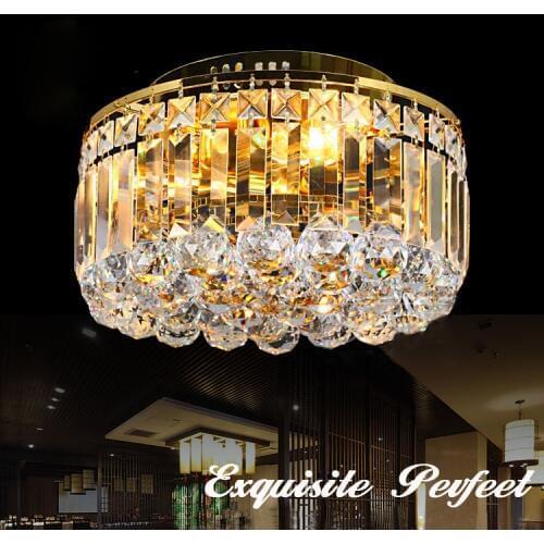 Modern europe golden chrome K9 crystal ceiling lamp light living room restaurant entrance lighting