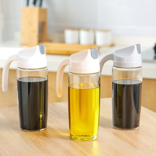 300/600ml Oil Bottle Glass Bottle Vinegar Soy Sauce Seasoning Pot Dustproof Health Kitchenware Glass Oiler Bottle Jar Kitchen