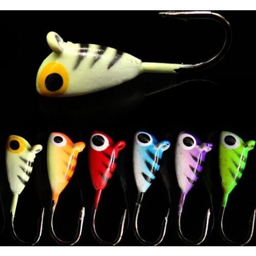 WALK FISH 6PCS/Lot Winter Mini Ice Hooks 20mm 1.8g Lead Head Hooks Ice Jig Fishing Lure Sinking Luminous Bait рыбалка