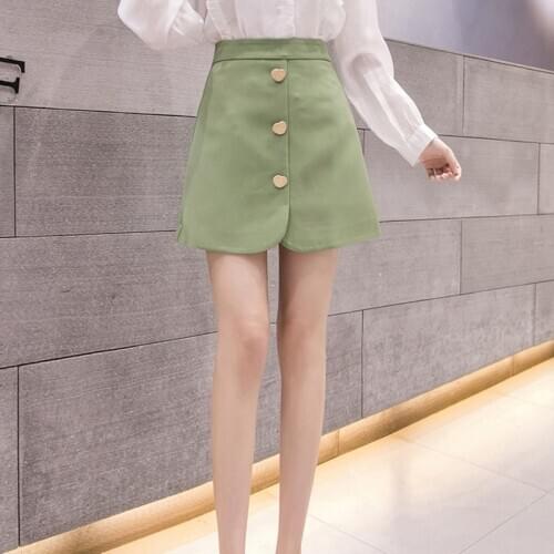 New Women Skirts Summer Korean Style Wild Retro Gentle High Waist Slimming Thin Solid Color A-Line Skirt Retro Fashion Skirts