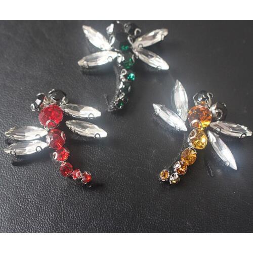10PCS Cute Rhinestone Bead Dragonfly Patch for Clothing Sewing on Patch Beading Applique Clothes Bags DIY Accessories