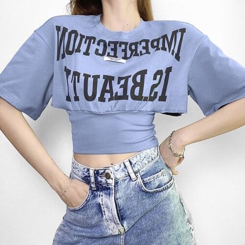 SEASONS Women Summer Fashion Print Letter Cool Hole Short Sleeve O Neck Soft Cotton T Shirt Female Club Streetwear Top ASTS83278