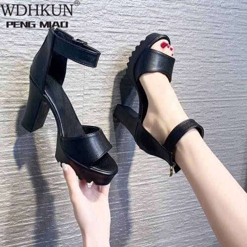 White Summer Sandal Shoes for Women 2021 New Arrival Sexy Peep Toe Thick Heels Sandals Platform Casual Russian Shoes Women