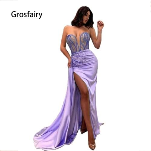 2021 Ladies Dress Summer New Arrival Casual Brand Sexy Tube Top Split Sequins Shinning Wedding Ball Prom Gown Long Dress