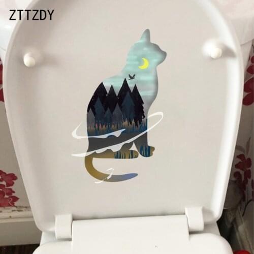 ZTTZDY 14.6*23.8CM Beautiful Cats Toilet Wall Sticker Decal Living BedRoom Home Decoration T3-0112