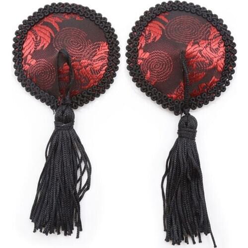 1 pair Sexy Lace Breast Sticker Silk Tassel Nipples Pasties Adhesive Nipple Bra Cover