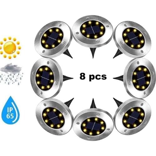 2-8pcs 8 led Solar Powered Ground Light 8 LED Outdoor Garden Landscape Pathway Solar Buried Floor Light Underground Lamps smart