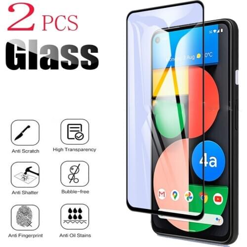 2PCS For Google Pixel 4a 5G GD1YQ, G025I Screen Protector Case Full Glue Tempered Glass Protective 9H Cover On Pixel4a G025J