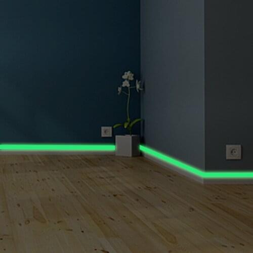 2cm Luminous Tape Self-adhesive baseboard Wall Sticker living room bedroom Corridor Sign Safety Warning Sticker Home Decoration