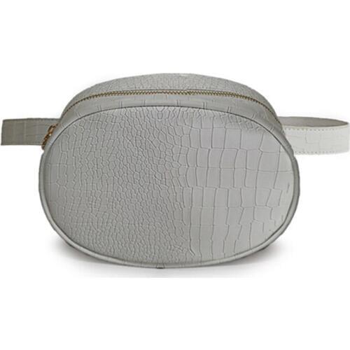 3PCS / LOT Women PU Waist Belt Bag Fashion Pillow Crossbody Chest Bag Luxury Alligator Pattern Ellipse Waist Pack Black White